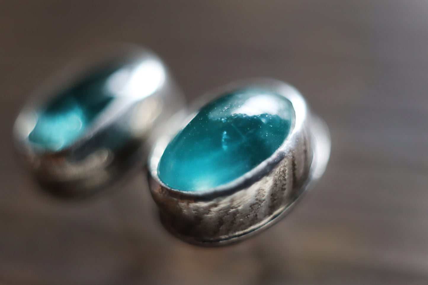 Natural Sea Aqua Kyanite earring studs 6x8mm A