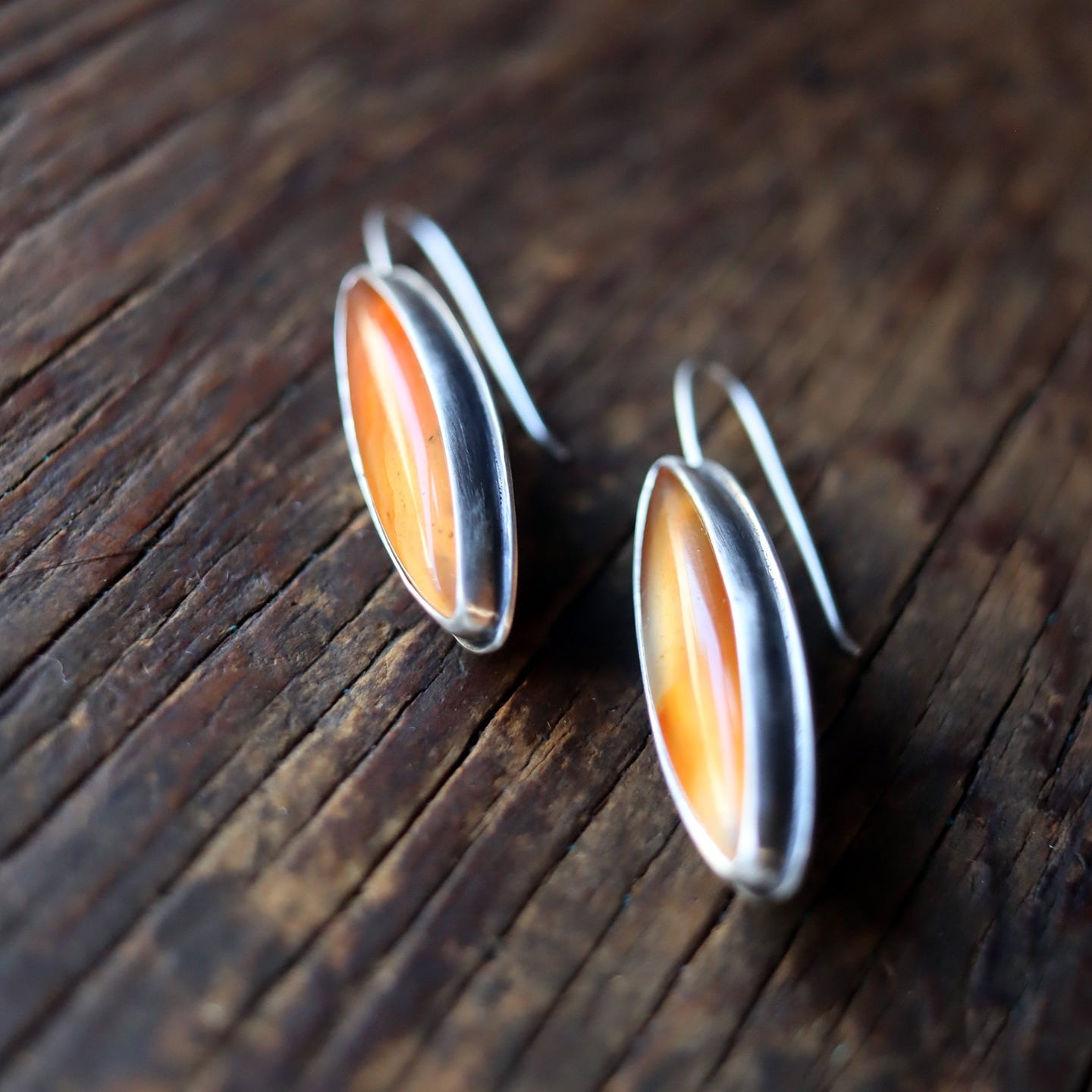 Red Agate Marquise Earrings