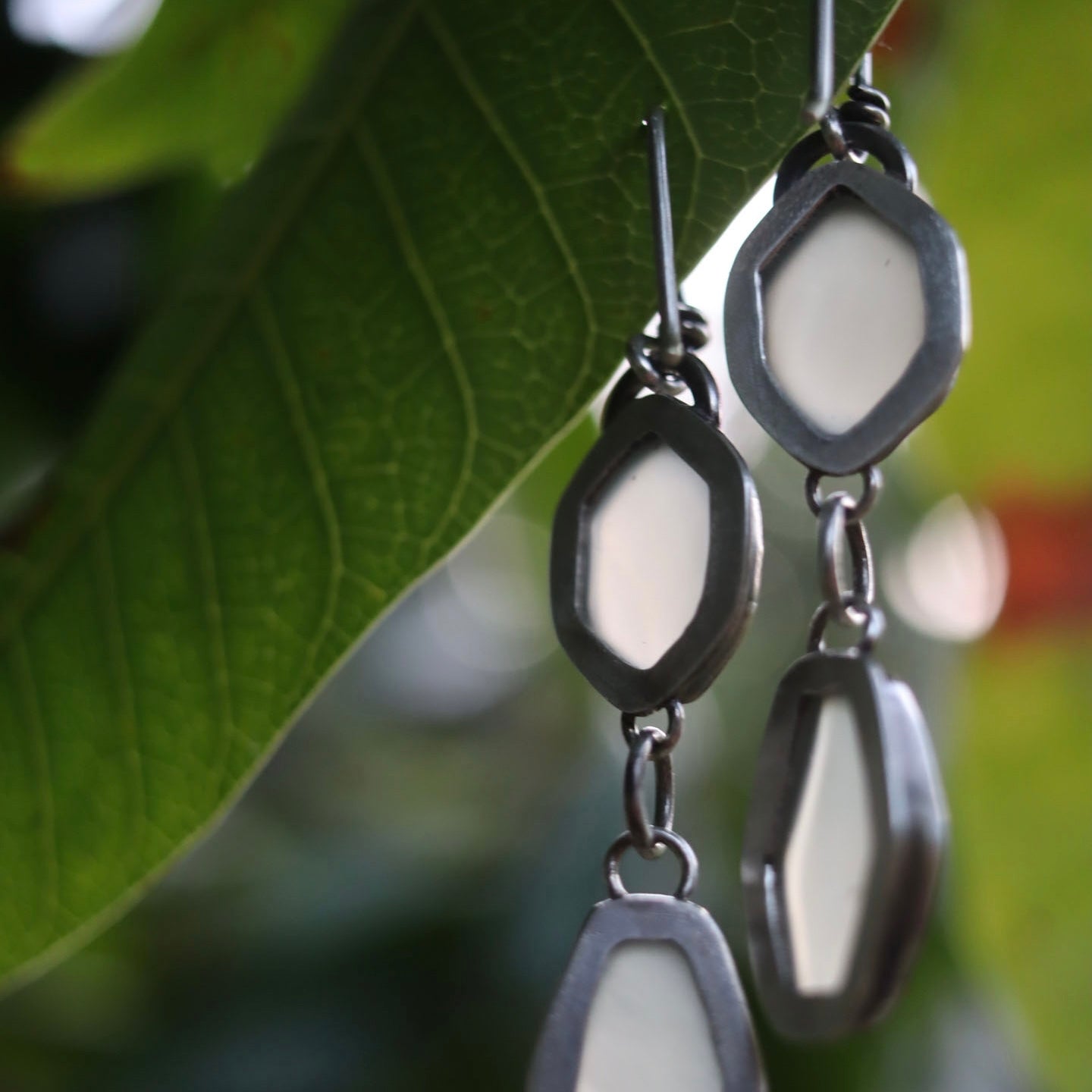 Chalcedony two-tiered earrings