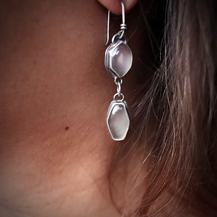 Chalcedony two-tiered earrings