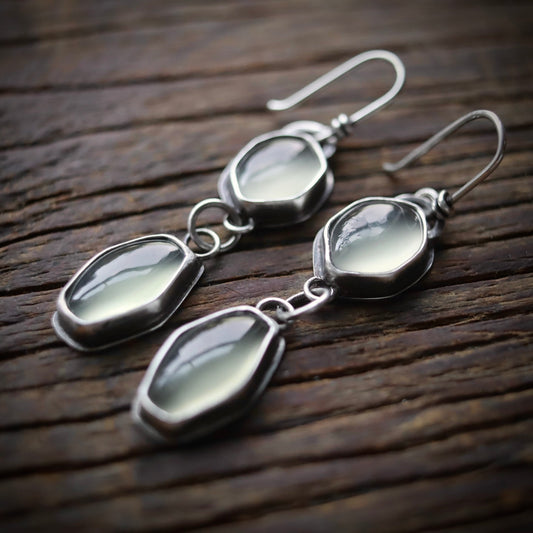 Chalcedony two-tiered earrings