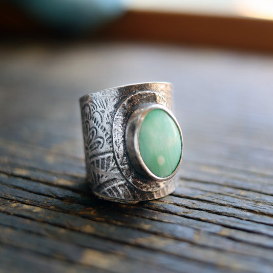 Australian Variscite Saddle Ring  - size 7