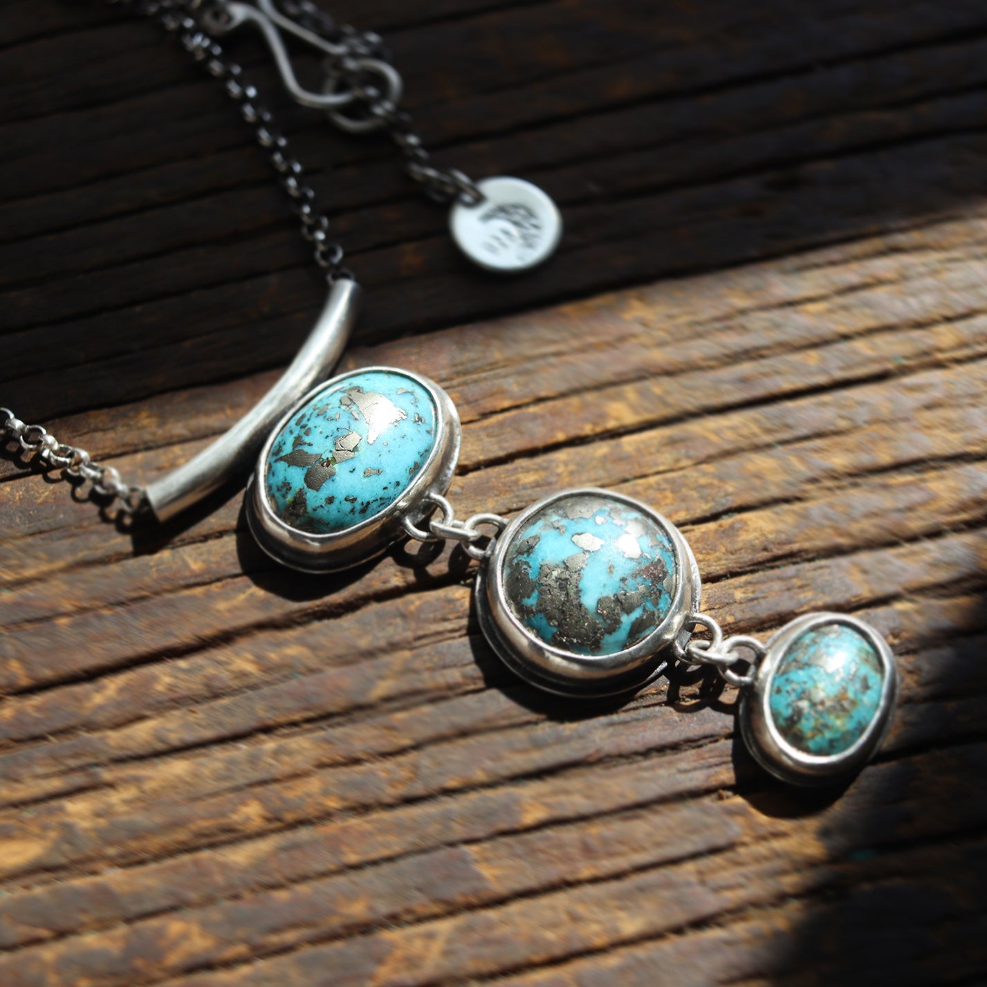 Sterling Silver Persian Turquoise + Pyrite Necklace