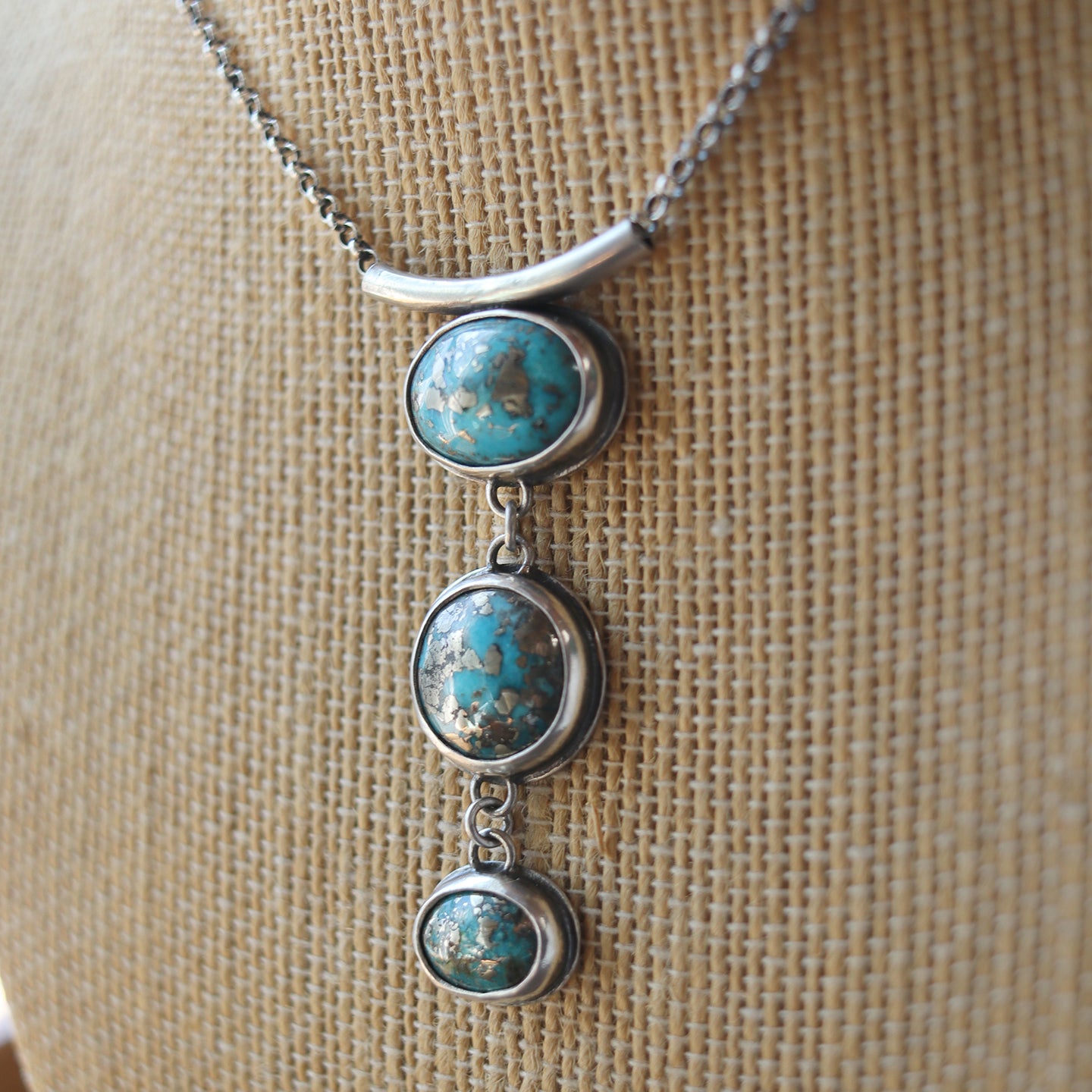 Sterling Silver Persian Turquoise + Pyrite Necklace