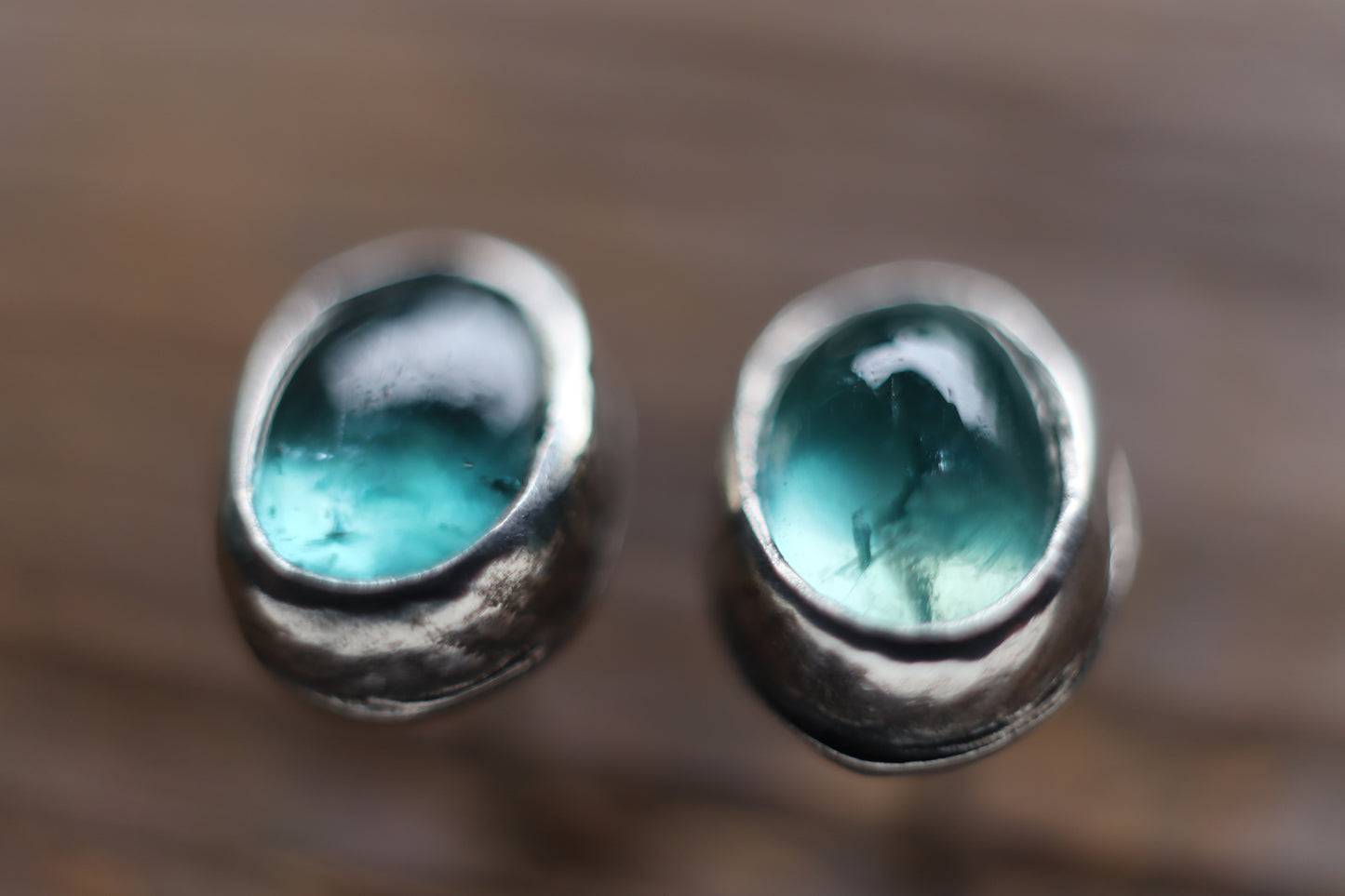 Natural Sea Aqua Kyanite earring studs 6x8mm A