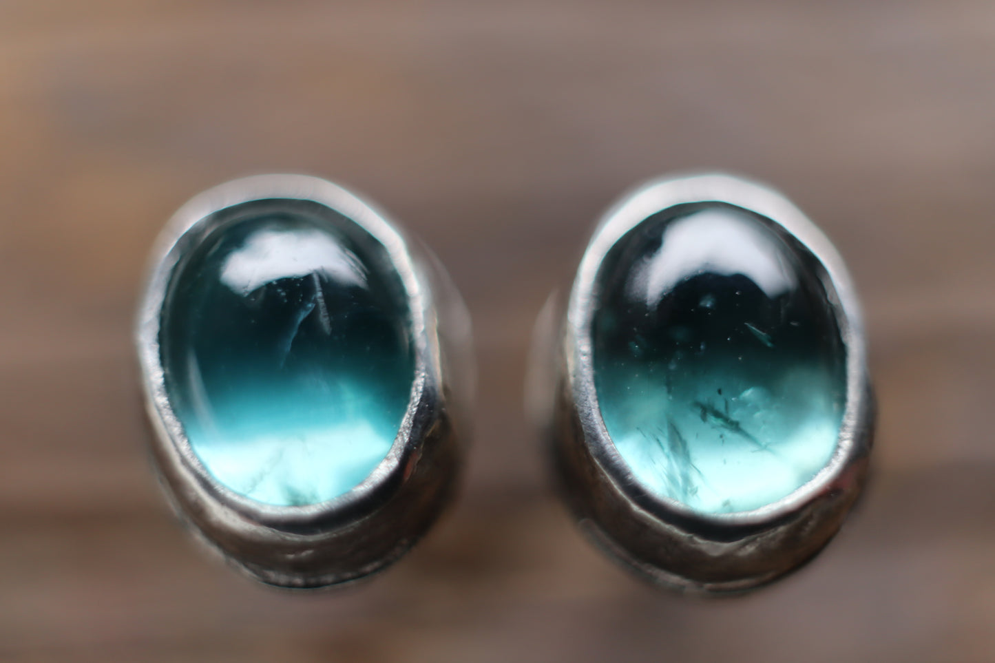 Natural Sea Aqua Kyanite earring studs 6x8mm B