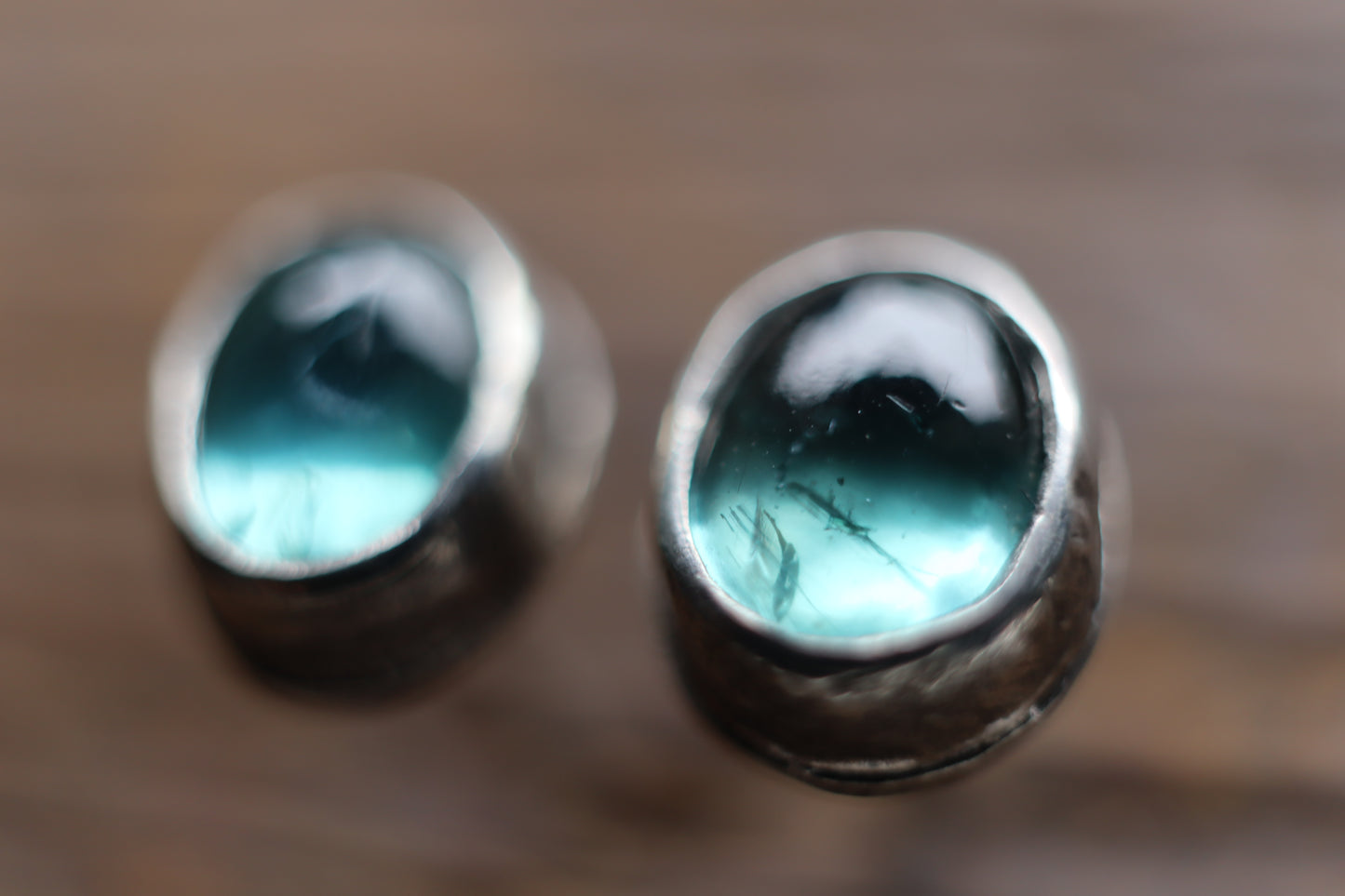 Natural Sea Aqua Kyanite earring studs 6x8mm B