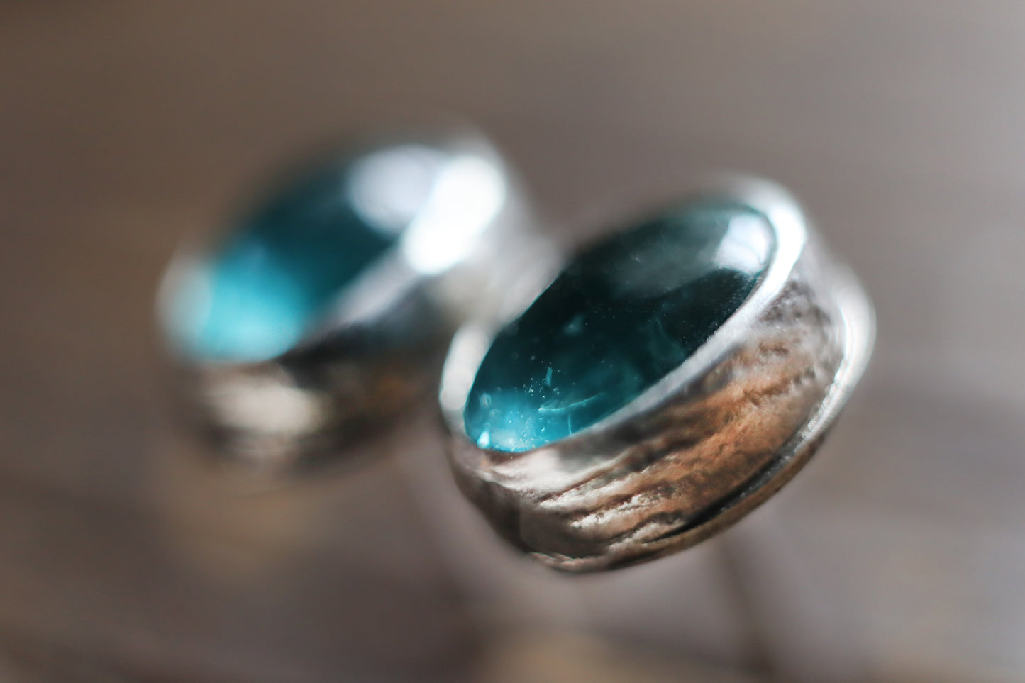 Natural Sea Aqua Kyanite earring studs 6x8mm B