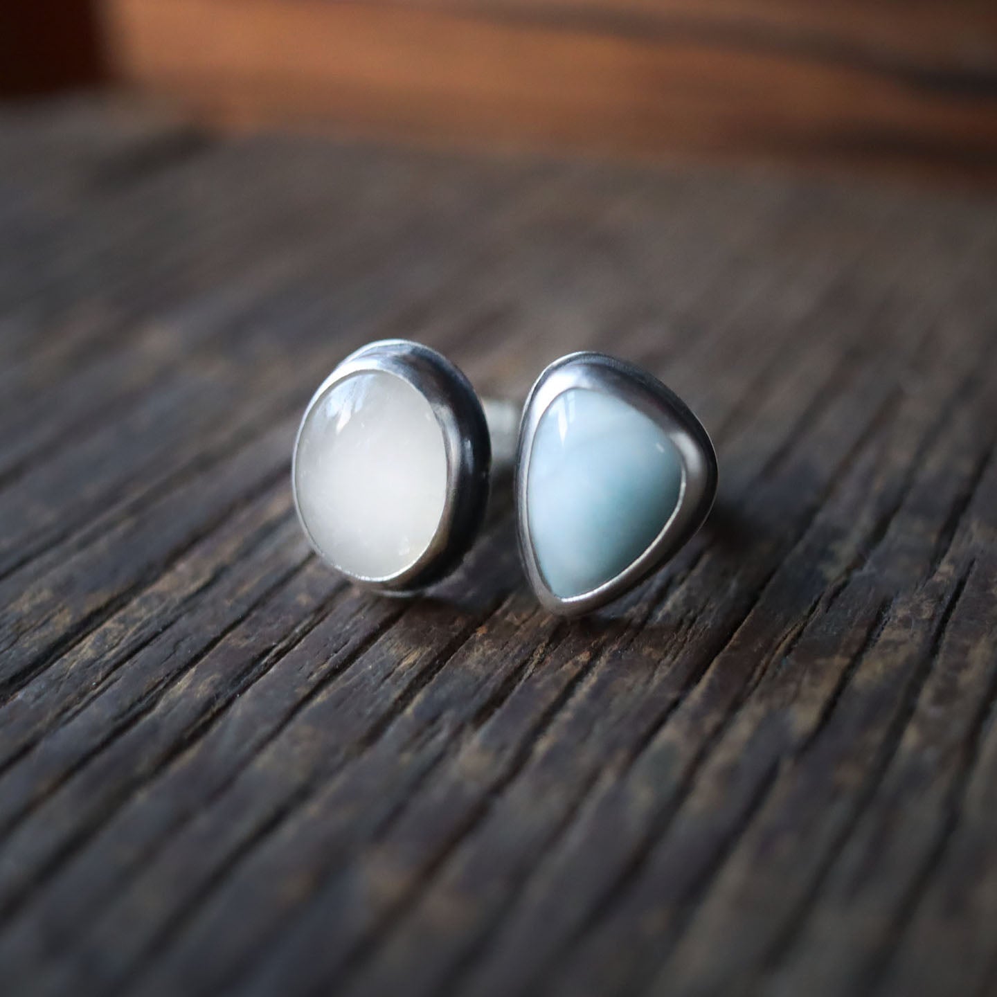 Moonstone + Larimar Ring - size 8.25