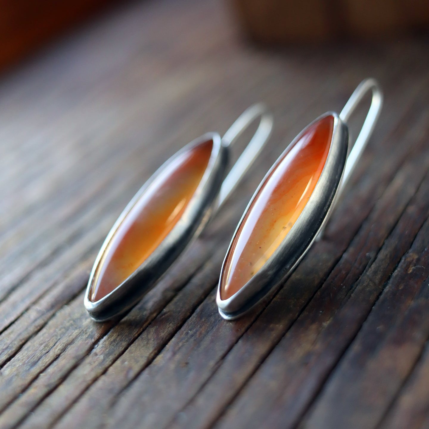 Red Agate Marquise Earrings