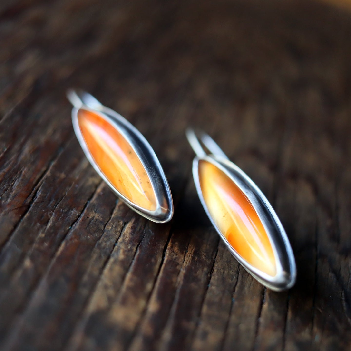 Red Agate Marquise Earrings