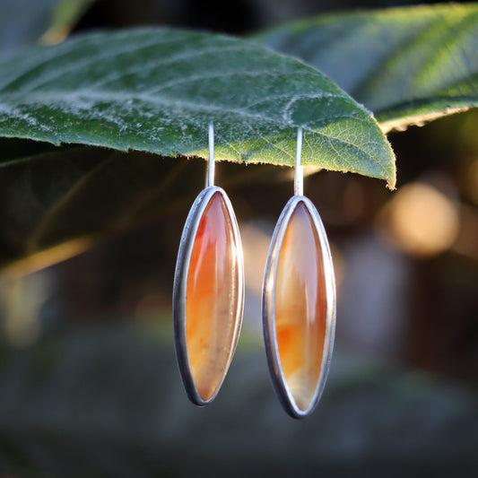 Red Agate Marquise Earrings