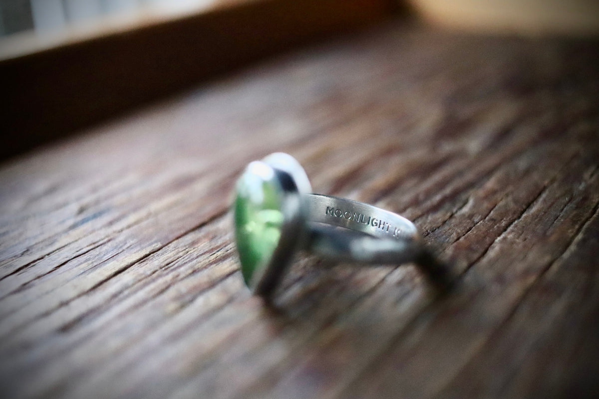 Green Amber Ring - size 9
