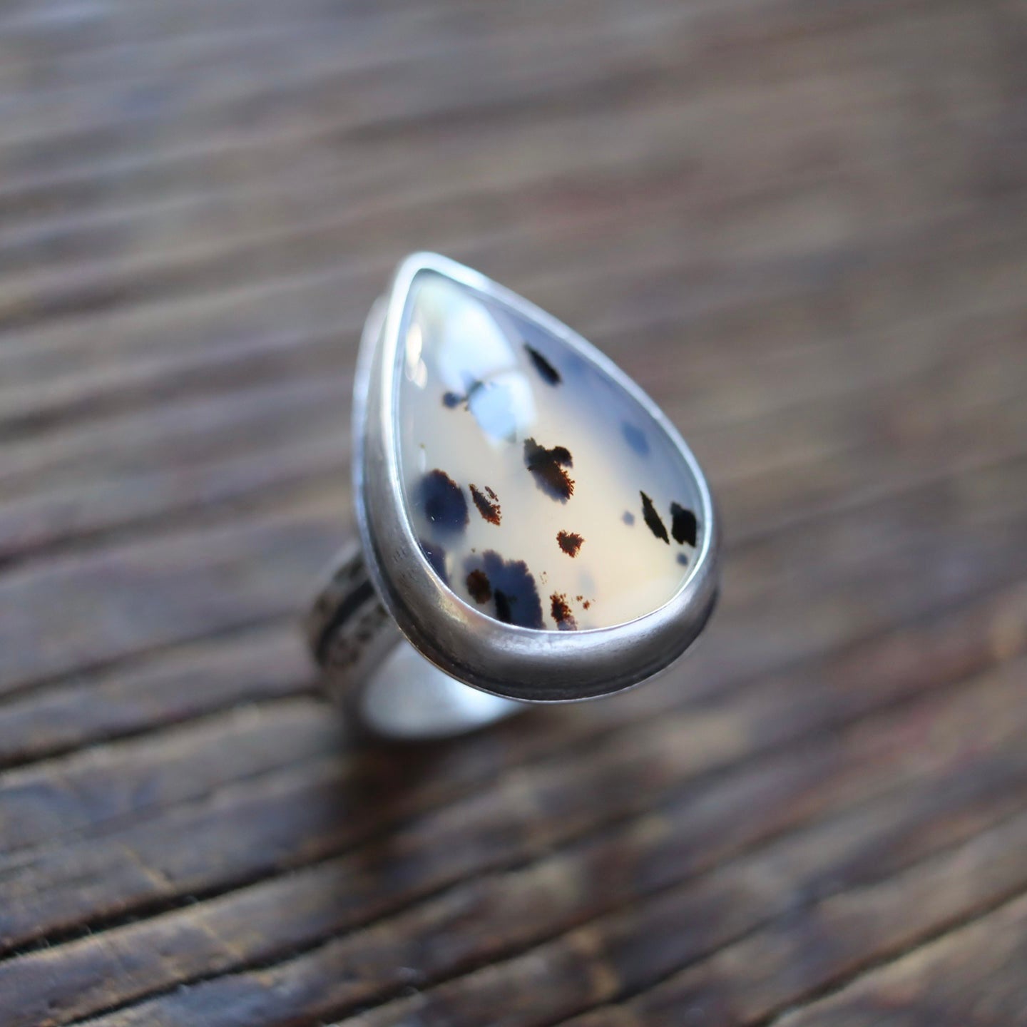 Montana Agate teardrop-shaped Ring - size 9