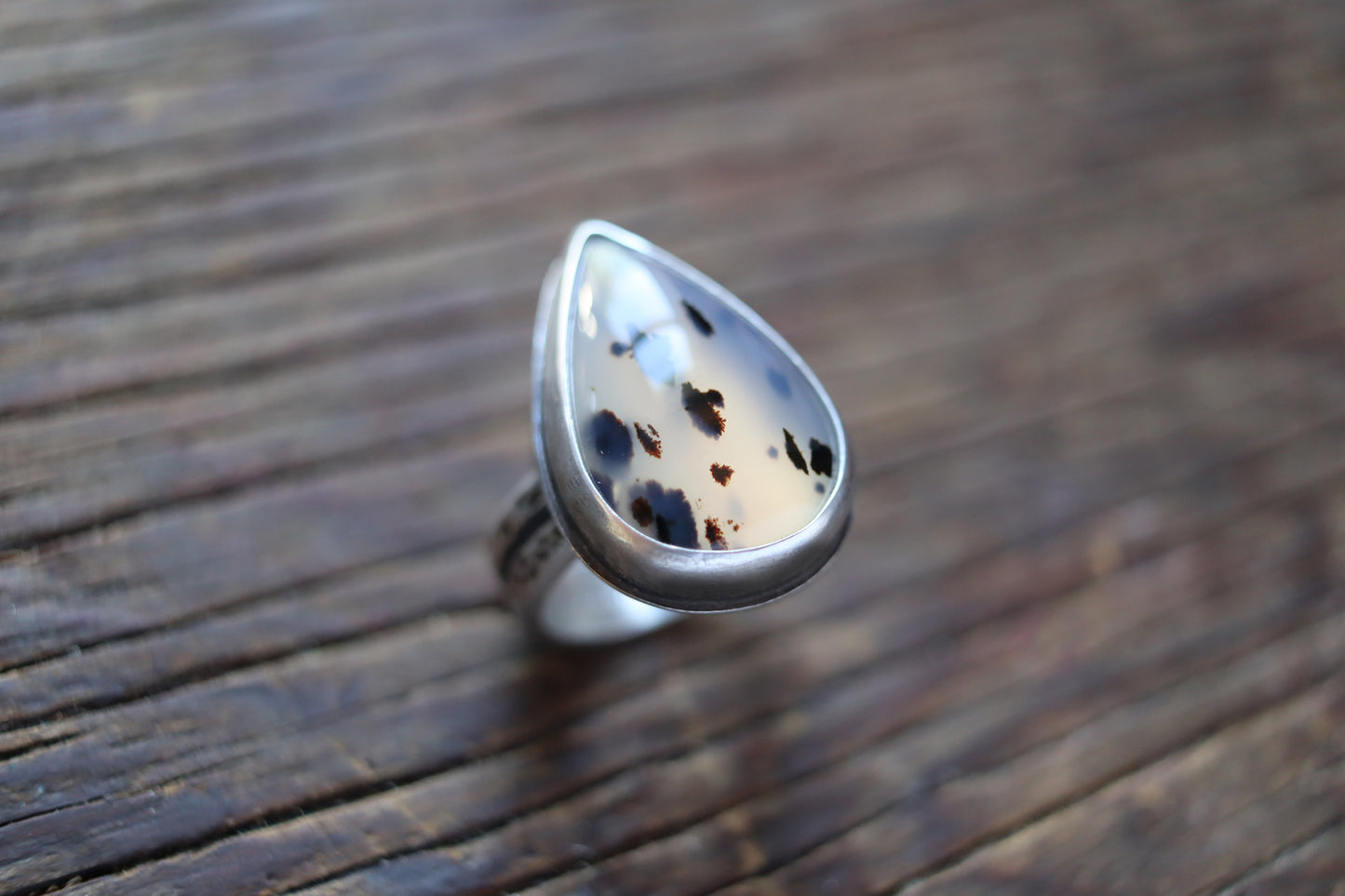 Montana Agate teardrop-shaped Ring - size 9