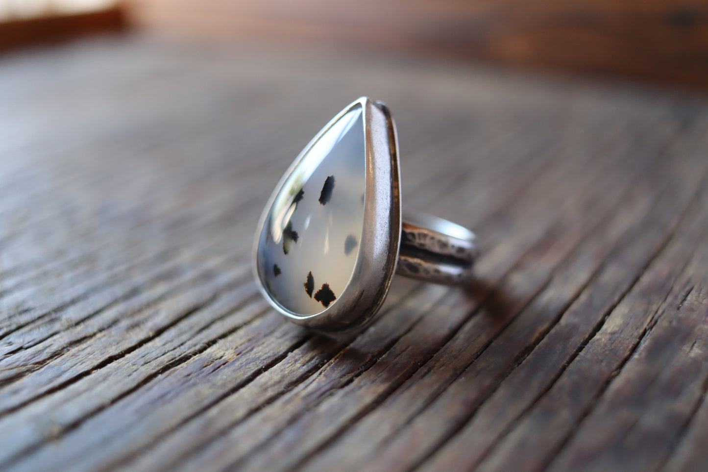 Montana Agate teardrop-shaped Ring - size 9