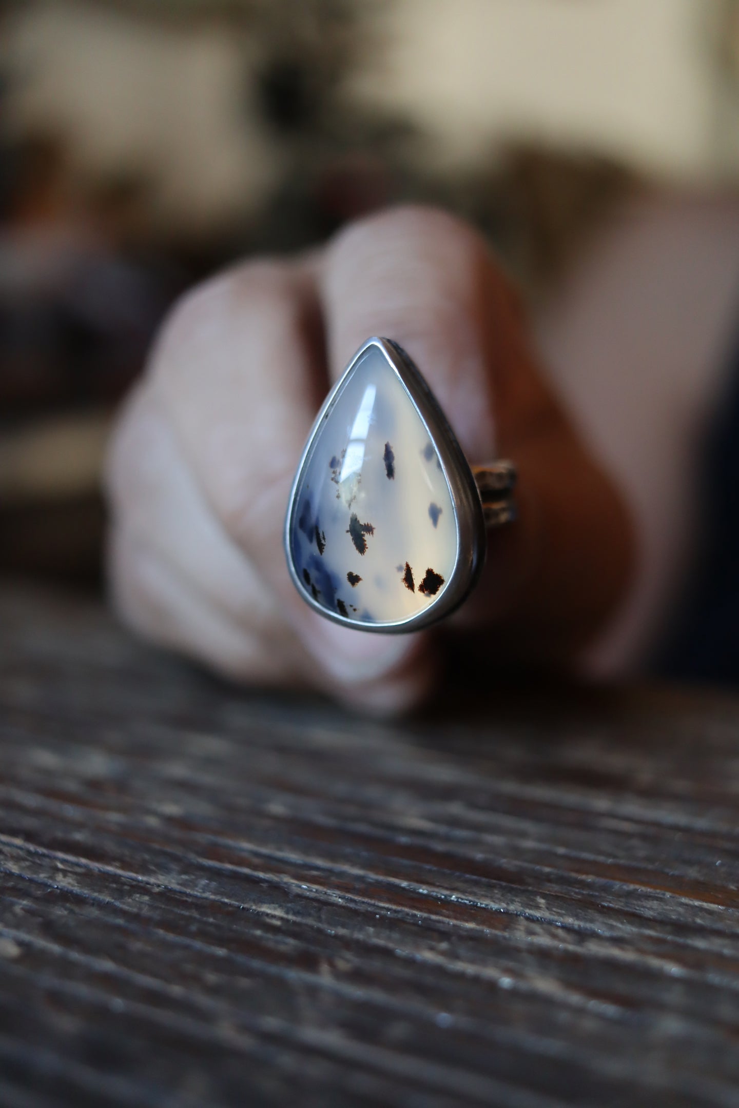 Montana Agate teardrop-shaped Ring - size 9